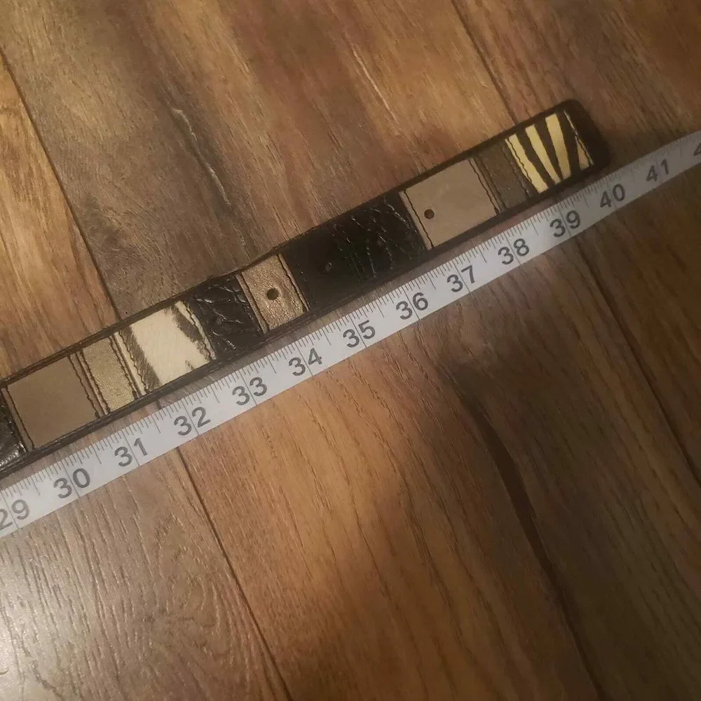 FOSSIL‎ womans genuine leather multi texture calf hair eclectic belt 33